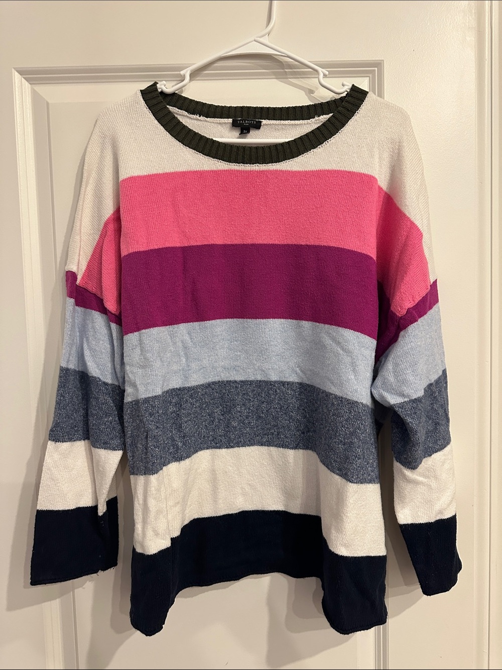 Talbots Multicolor Striped Cotton Crewneck Sweater